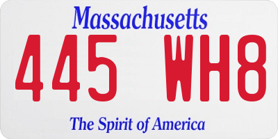 MA license plate 445WH8