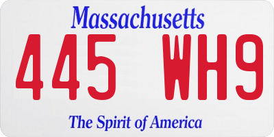 MA license plate 445WH9