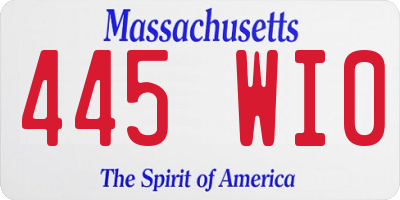 MA license plate 445WI0