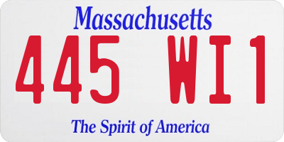 MA license plate 445WI1