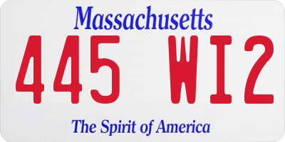 MA license plate 445WI2