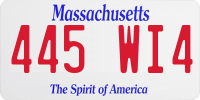 MA license plate 445WI4