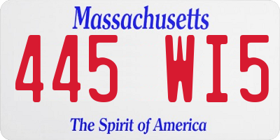 MA license plate 445WI5