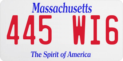 MA license plate 445WI6