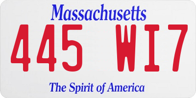 MA license plate 445WI7