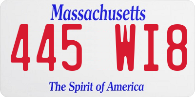 MA license plate 445WI8
