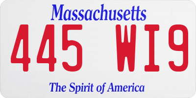 MA license plate 445WI9