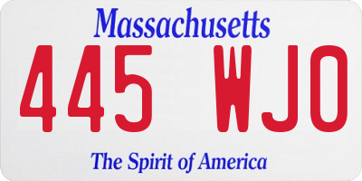 MA license plate 445WJ0