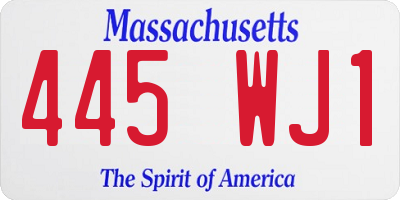 MA license plate 445WJ1