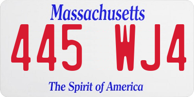 MA license plate 445WJ4