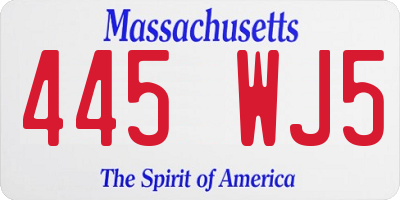 MA license plate 445WJ5