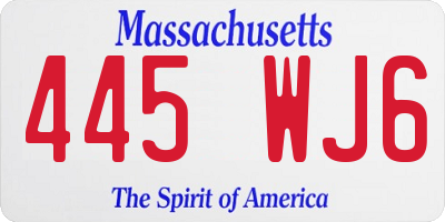 MA license plate 445WJ6