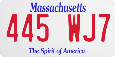 MA license plate 445WJ7