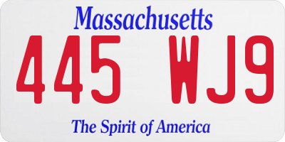 MA license plate 445WJ9