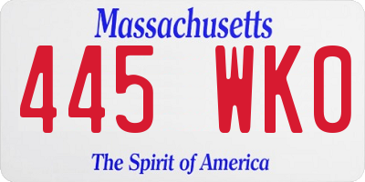 MA license plate 445WK0
