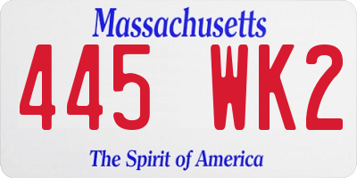 MA license plate 445WK2