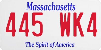 MA license plate 445WK4