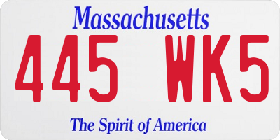 MA license plate 445WK5