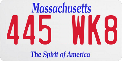 MA license plate 445WK8
