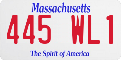MA license plate 445WL1