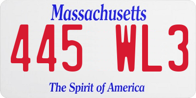 MA license plate 445WL3