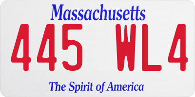 MA license plate 445WL4