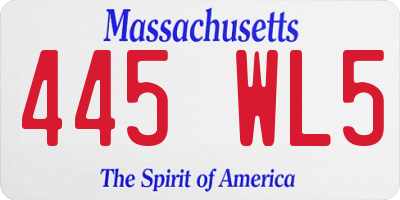 MA license plate 445WL5