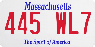 MA license plate 445WL7