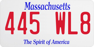 MA license plate 445WL8