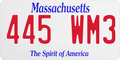 MA license plate 445WM3