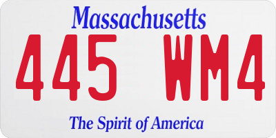 MA license plate 445WM4