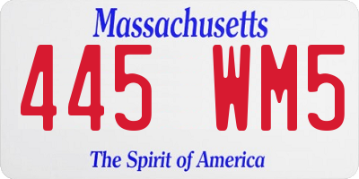 MA license plate 445WM5