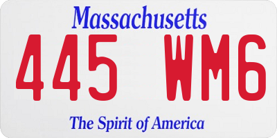MA license plate 445WM6