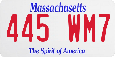 MA license plate 445WM7