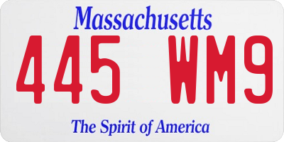 MA license plate 445WM9