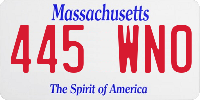 MA license plate 445WN0