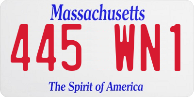 MA license plate 445WN1