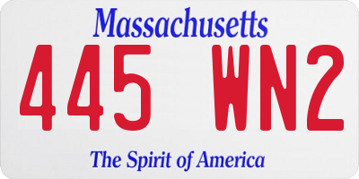 MA license plate 445WN2