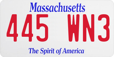 MA license plate 445WN3