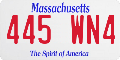 MA license plate 445WN4