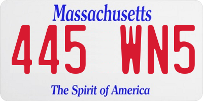 MA license plate 445WN5
