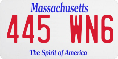 MA license plate 445WN6