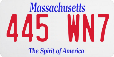 MA license plate 445WN7