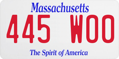 MA license plate 445WO0