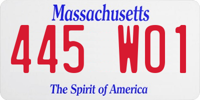 MA license plate 445WO1