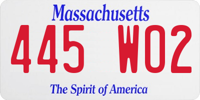 MA license plate 445WO2