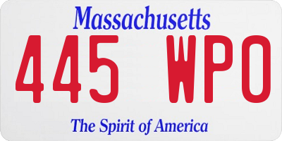 MA license plate 445WP0