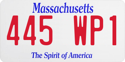 MA license plate 445WP1