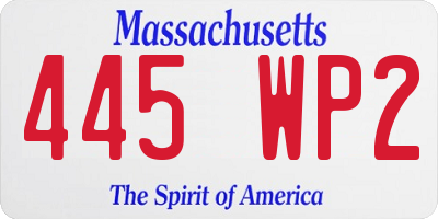MA license plate 445WP2