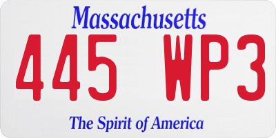 MA license plate 445WP3